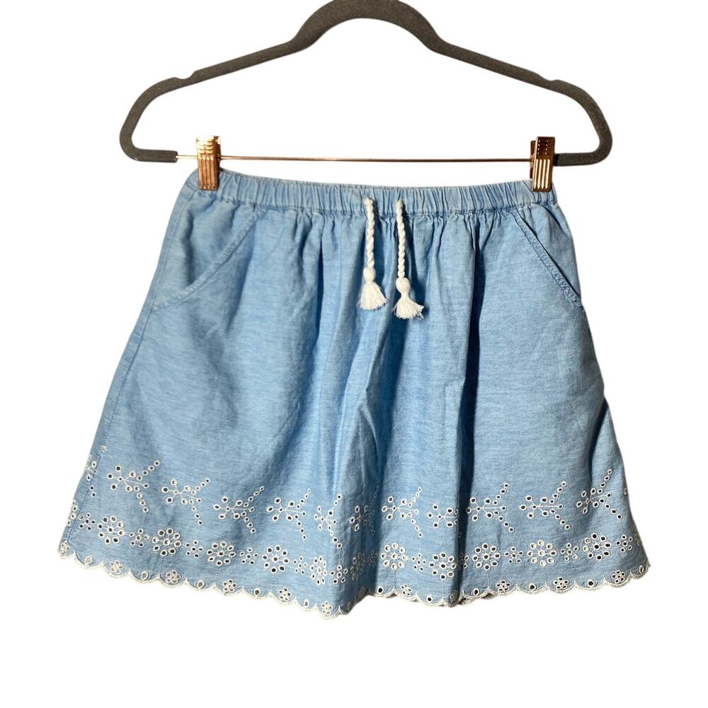 Zara Girls Blue Chambray Skirt sz 11/12 Preppy Coastal Casual Boho